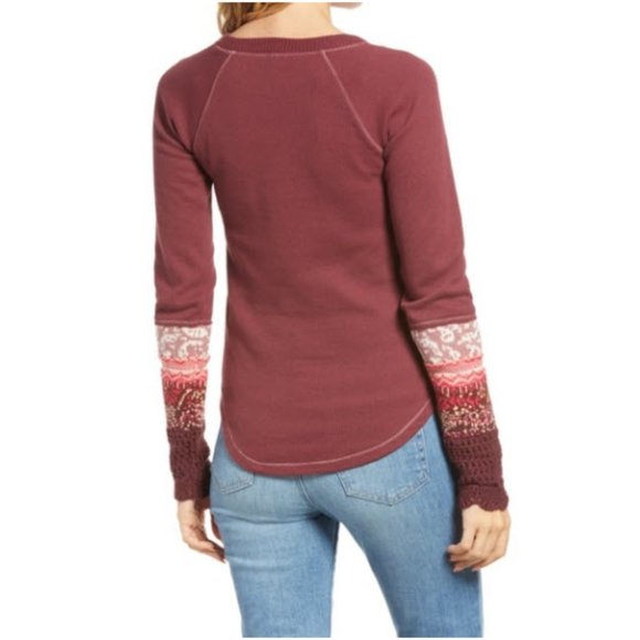 NWT - Free People In The Mix Cuff Top - Rio Vino - Picture 6 of 16